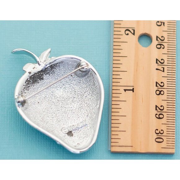 Vintage Silver Strawberry Brooch by Sarah Coventry E26 - Picture 2 of 2